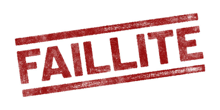 Red rubber stamp with French text &lsquo;Faillite&rsquo; (Bankruptcy) isolated on transparent background