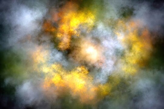 Abstract swirling clouds of smoke and light, vibrant colors