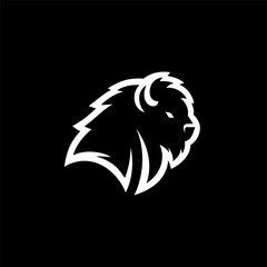 Monoline Bison Black White Icon