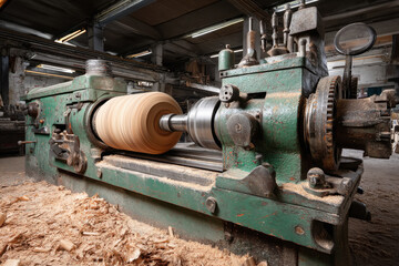 The old lathe machine at factory