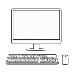 Fototapeta premium A blank monitor with a keyboard and mouse on a desk.