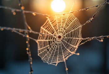 Naklejka premium spider web with dew drops