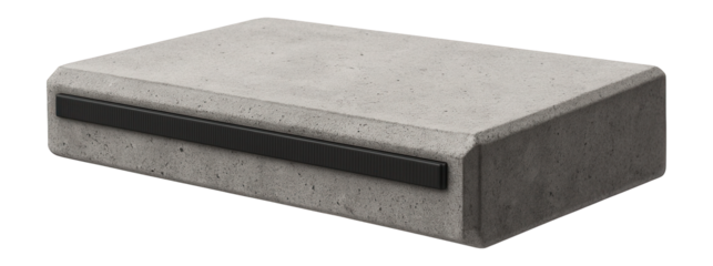 Concrete staircase step with a rough texture and chamfered corners