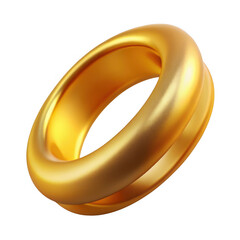 3d golden ring with elegant design isolated on transparent background