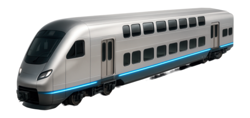 Modern commuter train with multiple double-decker carriages on a concrete platform