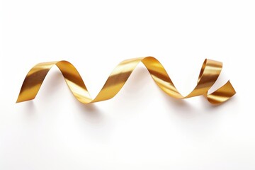 Golden ribbon curl on white