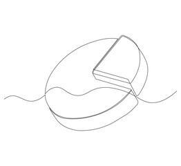 Circle diagram, a diagram divided into several segments is illustrated in one continuous line drawing. Work and office concept.white background Minimalist hand drawn design.