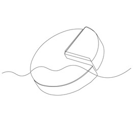 Circle diagram, a diagram divided into several segments is illustrated in one continuous line drawing. Work and office concept.white background Minimalist hand drawn design.