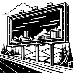 Fototapeta premium Large Billboard Advertising Cityscape Scene.