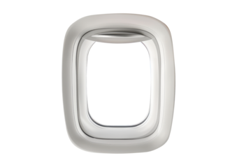 airplane window frame isolated on white or transparent png