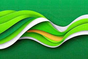 Abstract background with vibrant green and white wavy layers
