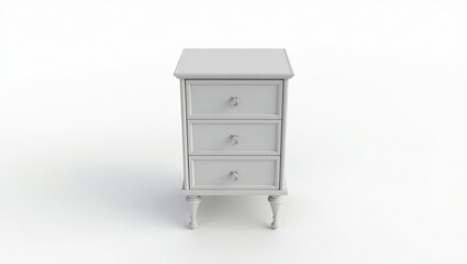 Light gray three-drawer chest of drawers.