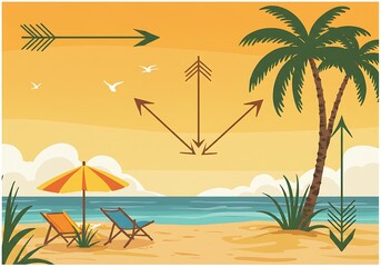 Fototapeta premium Sunset Arrows & Coastal Dreams