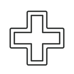 Obraz premium Med Cross, icon in line design. Med cross, medical, emergency, healthcare, hospital, red cross, pharmacy on white background vector. Med Cross editable stroke icon