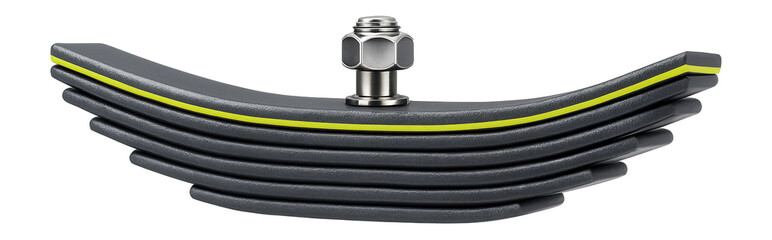 Obraz premium Leaf spring with multiple stacked metal plates and central mounting bolt