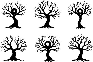 Collection of Bare Tree Silhouettes"