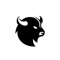 Artistic Buffalo Emblem in Black