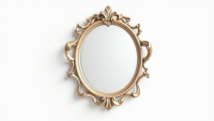Ornate gold-toned circular mirror.