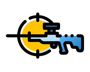 Sniper rifle scope aiming at target silhouette