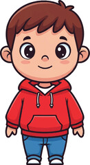 Fototapeta premium Smiling Cartoon Boy in Red Hoodie – Flat Vector Art