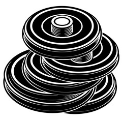 Stacked Black and White Weight Plates.