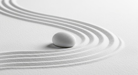 Naklejka premium Serene Stone Raked Sand Zen Garden