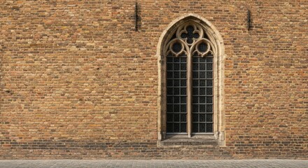 Obraz premium Aged brick wall with a Gothic style window