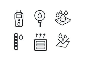 straight perfect stroke icon mono icons style isolated dampness moisture meter dampness humidity sensor dampness absorption pad dampness indicator strip dampness ventilation vent dampness