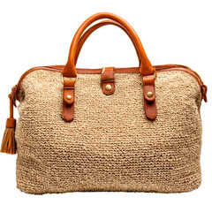 Stylish woven handbag with leather accents, perfect for casual outings. This versatile bag combines functionality and fashion, making it ideal accessory for any outfit