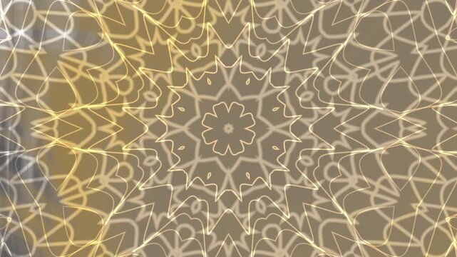 Soft Grey Layers Abstract golden kaleidoscope background with geometric patterns and symmetrical shapes for meditation and relaxation
