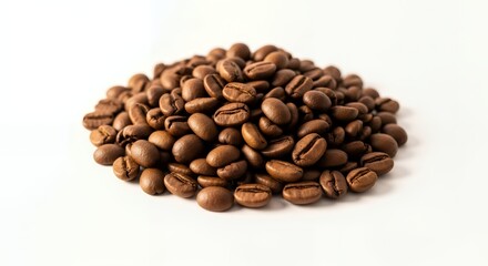 Pile of Coffee Beans on White Surface in Bright Lighting