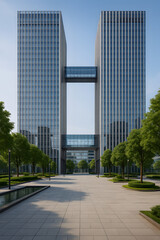 Obraz premium Connected Skyscrapers Plaza