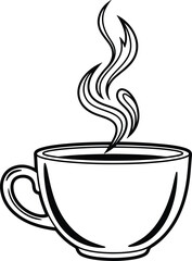 Silhouette Coffee cup with steam vector Illustrator