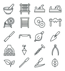 Obraz premium Vintage craft tools set icon collection on gray background
