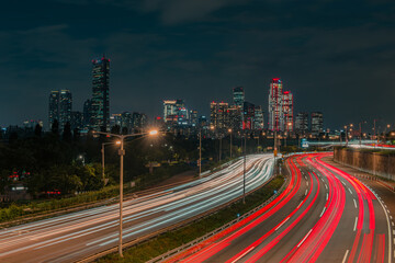 서울 도심 도로 야경