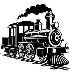 Vintage Steam Locomotive Train Puffing Smoke.