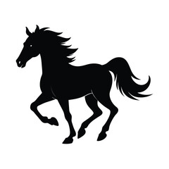 Obraz premium Black silhouette of a horse galloping Vector illustration