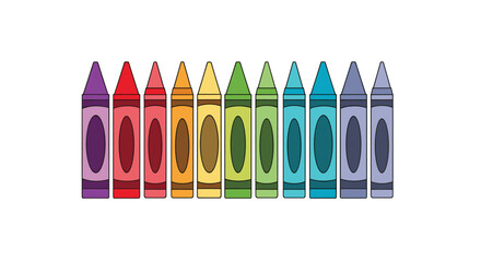 A colorful collection of pixelated crayons displayed in a vibrant rainbow spectrum offering endless creative possibilities for young artists