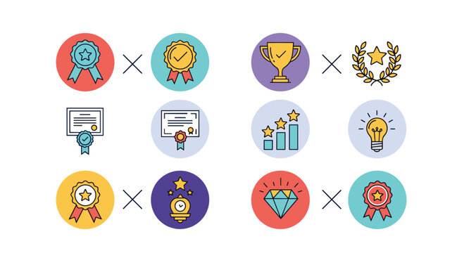 Celebrating achievements and recognizing excellence through awards and recognition symbols representing success and motivation - Powered by Adobe