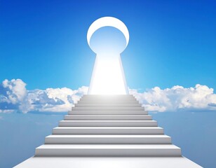 Stairway to a Keyhole in the Sky – Opportunity, Success & Unlocking Potential Concept