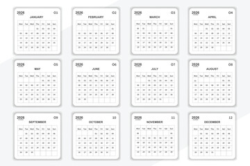 Calendar 2026 one page corporate unique business design template