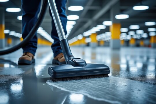 Industrial Floor Cleaning with Scrubbing Machine