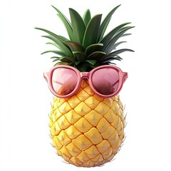 Pineapple Wearing Pink Sunglasses: Tropical Summer Fruit