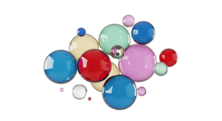 Colorful bubbles clustered together isolated PNG with Transparent Background