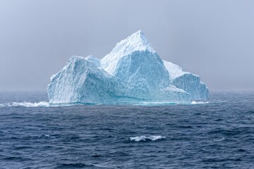 Melting Iceberg Floating in the North Atlantic Ocean