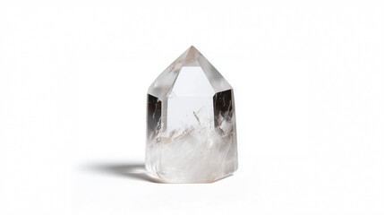 Clear quartz crystal point with natural inclusions for meditation and spiritual wellness practices