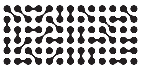 Metaball black and white Vector Background. Liquid morphing connected blobs template. Organic tech geometric backdrop.