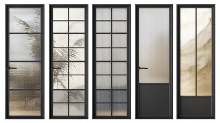 Modern Glass Doors with Black Frames and Frosted Glass Panels