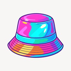 Colorful vibrant bucket hat illustration.