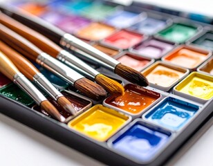 Watercolor Paint Set: Artist's Palette with Brushes for Creative Expression